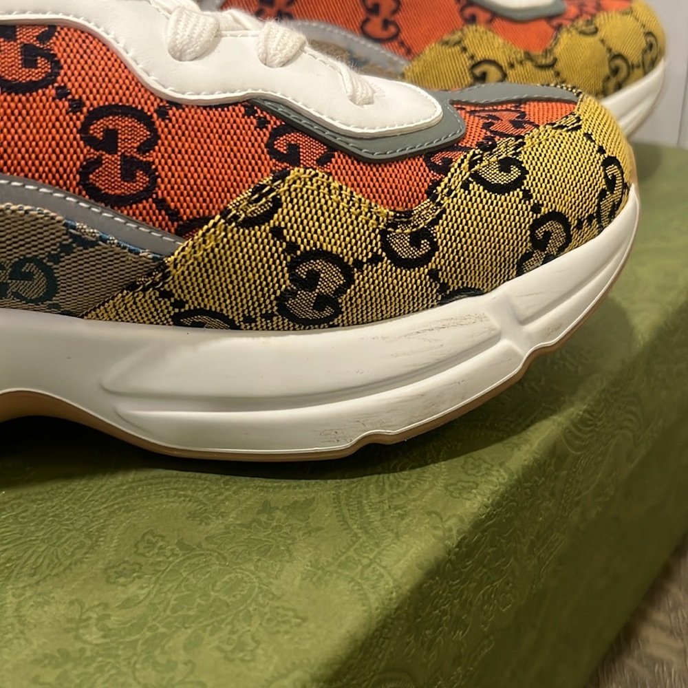🧡💛Gucci Rhyton GG Multicolor Sneaker Sz 38 - Picture 11 of 13